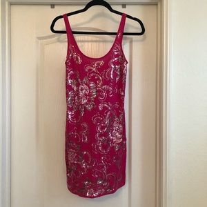 Pink beach dress with silver sequins